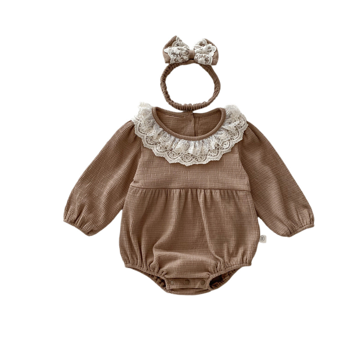 Baby autumn clothing baby girl long sleeve bottom-covering rompers Ins Style newborn waffle lace collar jumpsuit