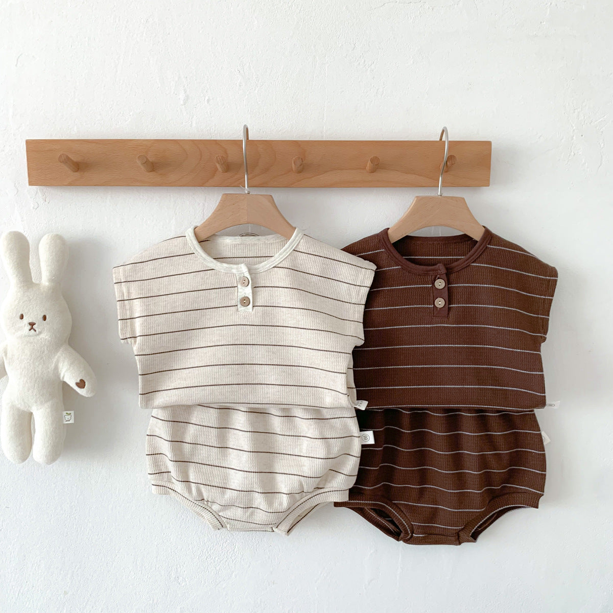 baby boy cute casual western style striped suit baby summer cotton short-sleeved shorts two-piece set