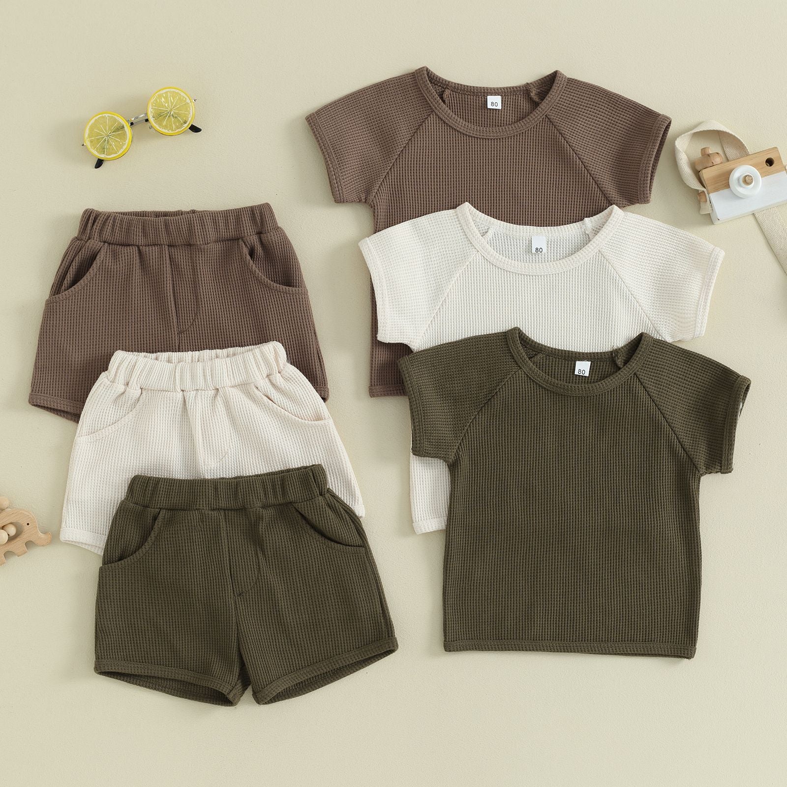 Summer new fashion baby boys clothing sets solid casual baby suits soft short sleeve shorts two piece sets