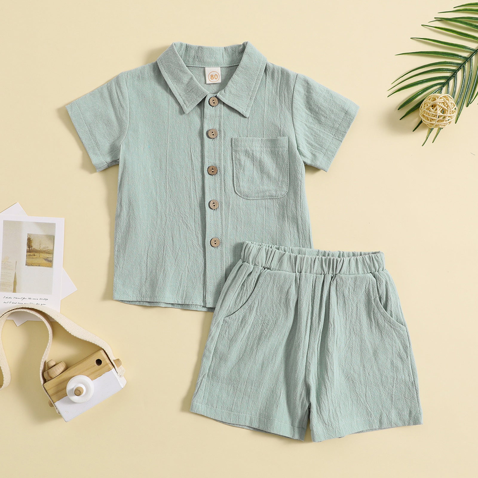 Boys Clothing Sets 2023 Summer Cotton aAnd Linen Casual Short Sleeves Shirts +Shorts Two Pcs Boys Suit