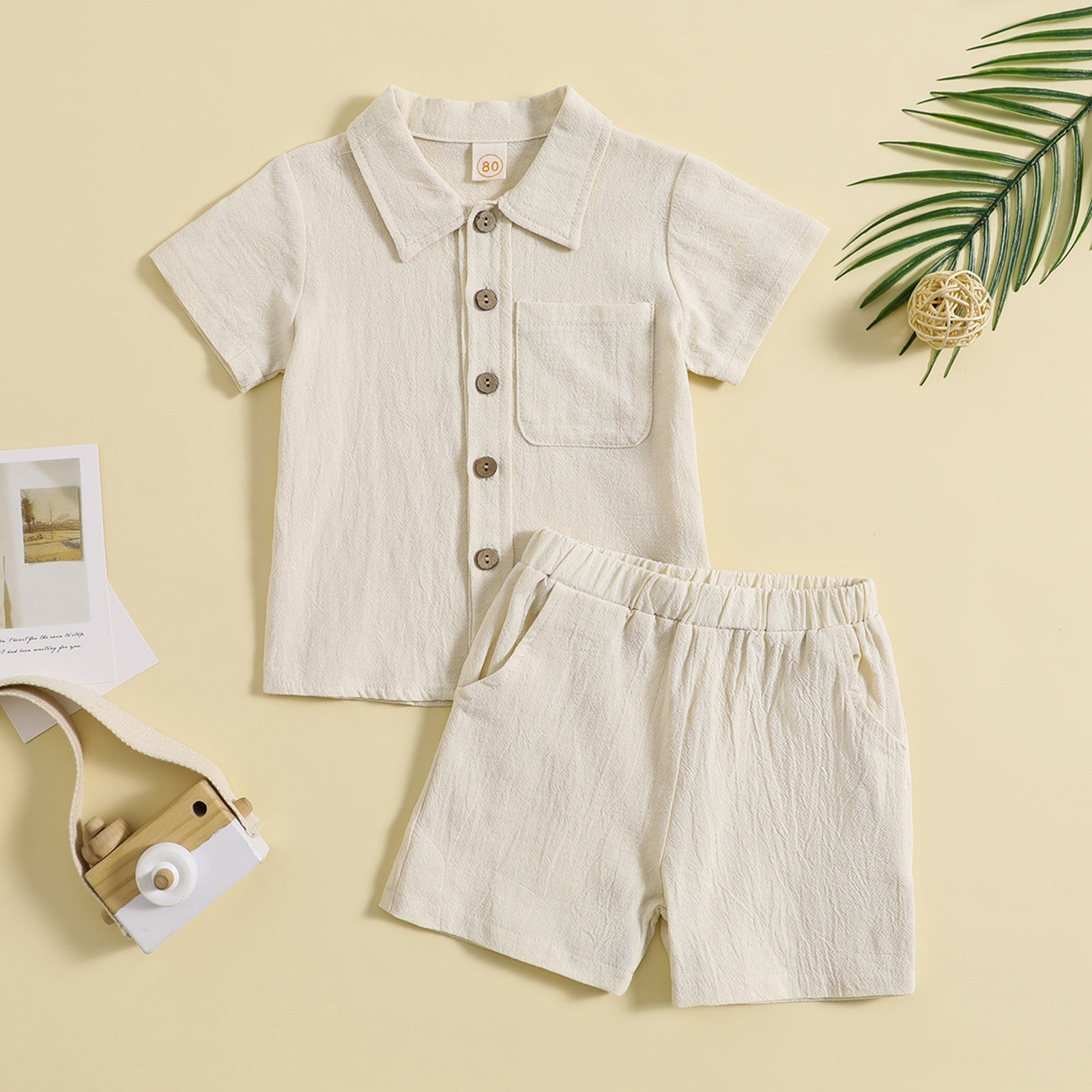 Boys Clothing Sets 2023 Summer Cotton aAnd Linen Casual Short Sleeves Shirts +Shorts Two Pcs Boys Suit