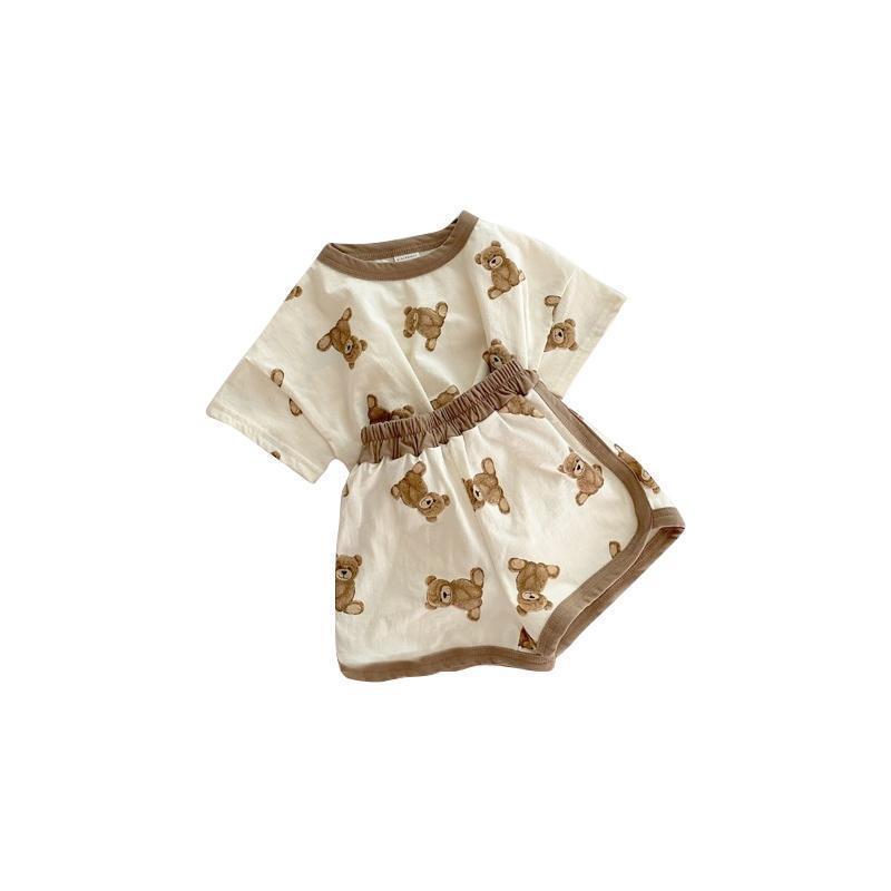 Wholesale Summer Baby Clothing Set Toddler Boys Cartoon Suit Cotton Tee and Shorts Infant Outfit lbc