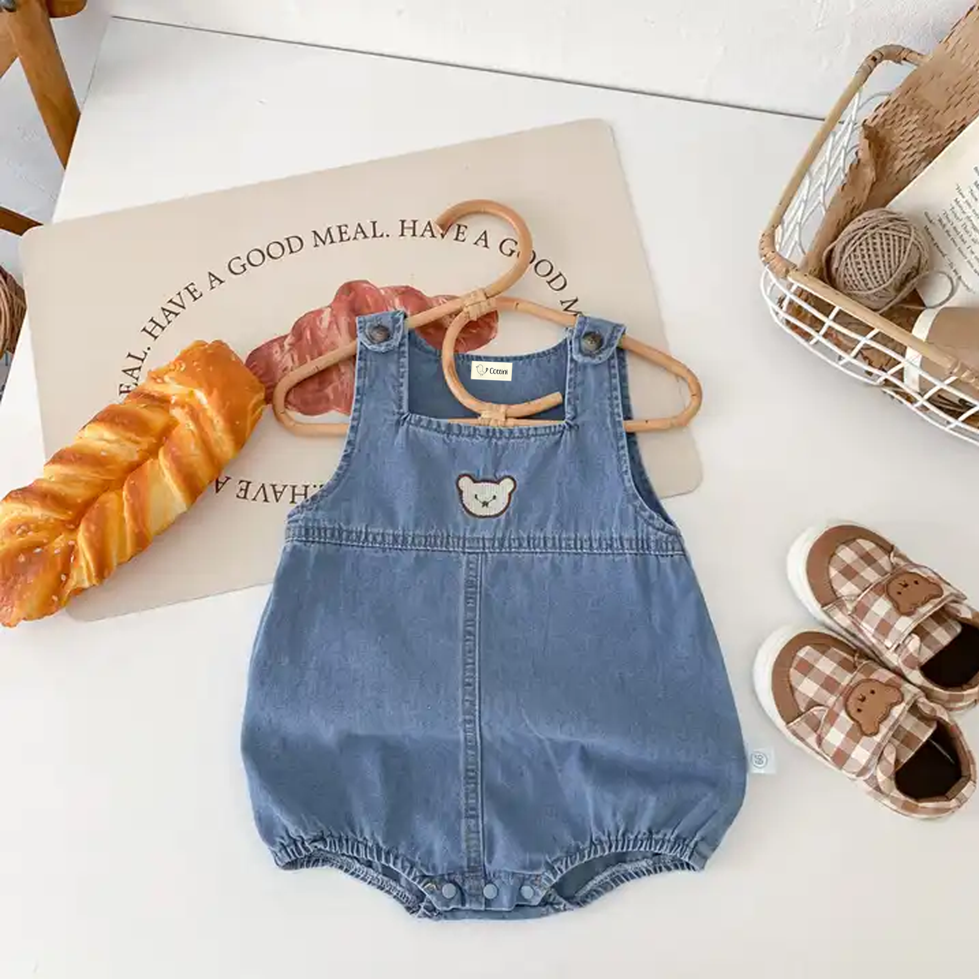 Summer Denim Bear Romper